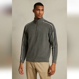 American Eagle Lambswool Vintage Quarter Zip Varsity Sweater AE 77 Performance S